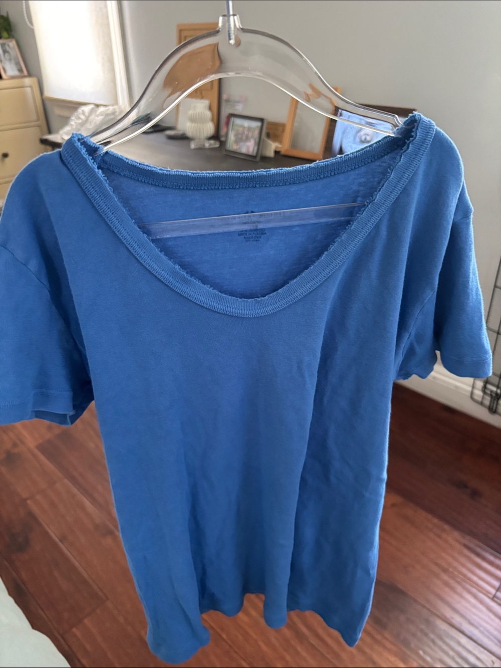 Brandy Melville Blue Ribbed Scoop Neck Tee